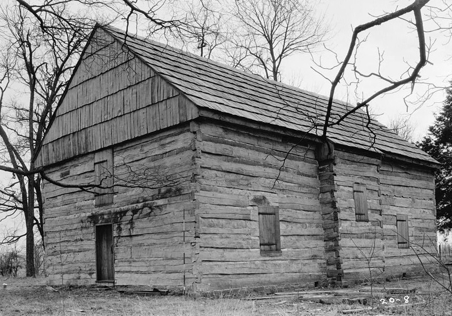Exterior of the Cane Ridge Meeting House in Bourbon County, Kentucky.